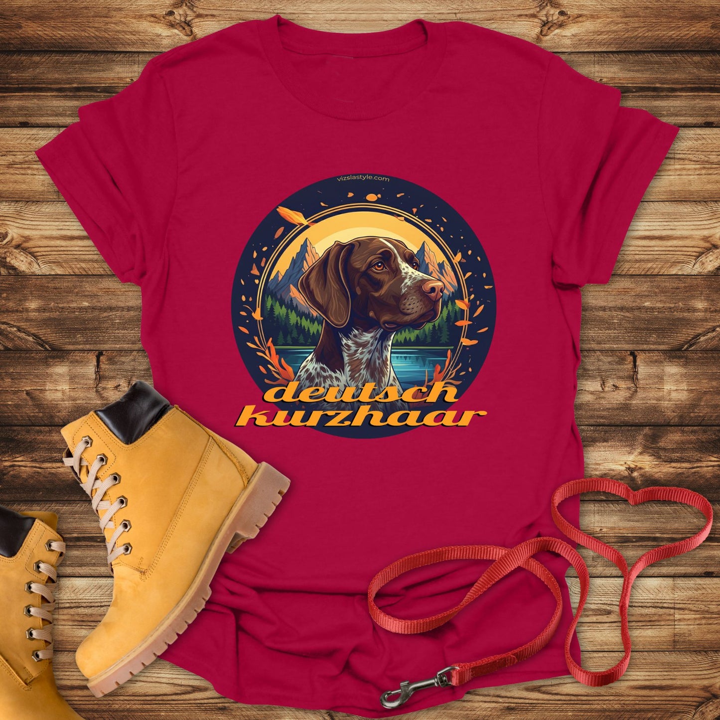 Glorious Deutsch Kurzhaar Mountain Lake Landscape Premium Tee