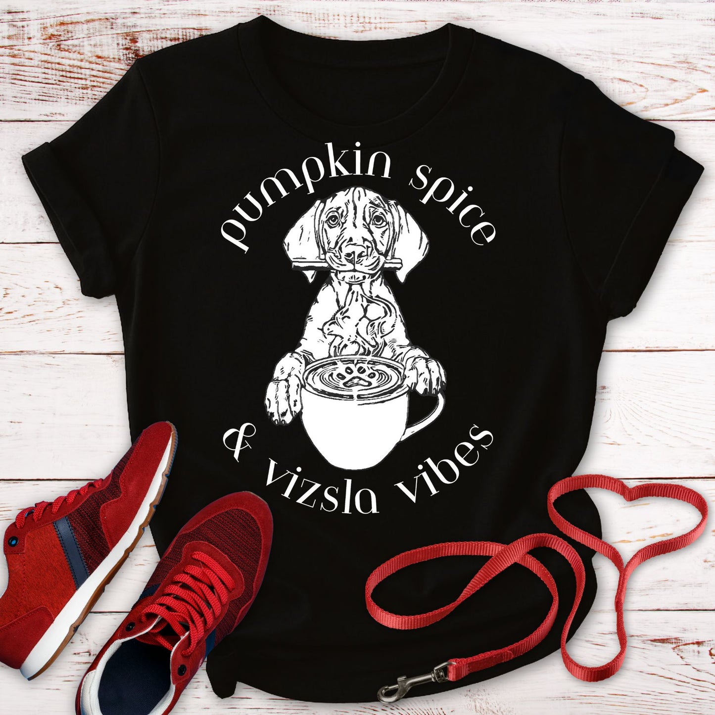 Pumpkin Spice Vizsla Shirt | Fall Dog Lover Tee - Line Art