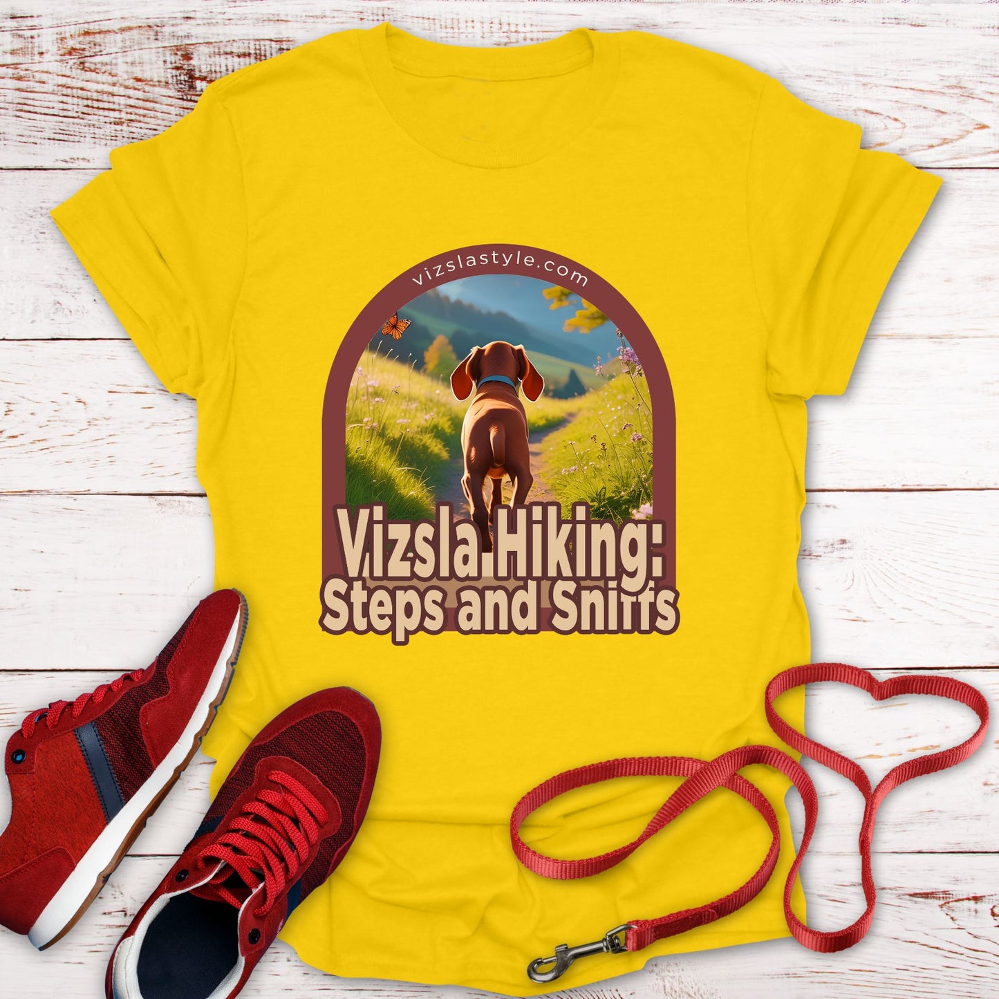 Vizsla Hiking: Steps And Sniffs Dog t-shirt