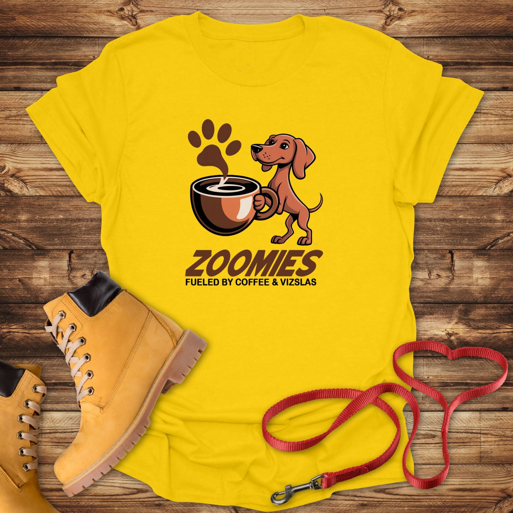 Zoomies T-Shirt - Fueled by Coffee & Vizsla Energy – Vizsla Style