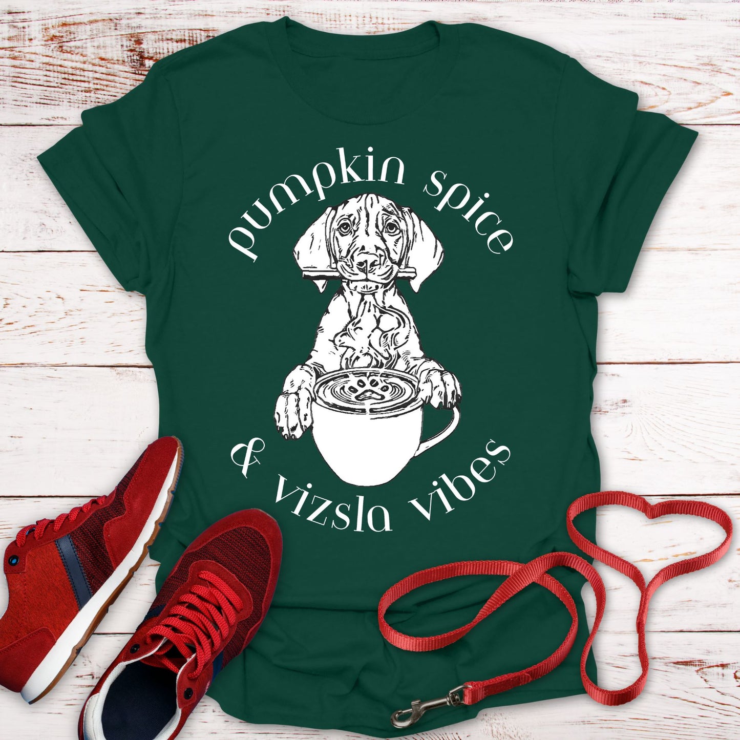 Pumpkin Spice Vizsla Shirt | Fall Dog Lover Tee - Line Art