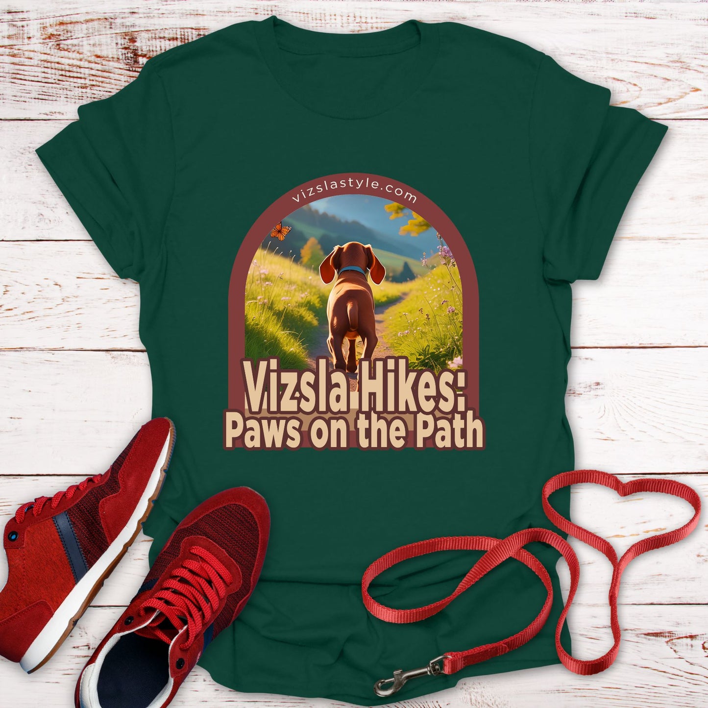 Vizsla Hikes: Paws On The Path Puppy t-shirt