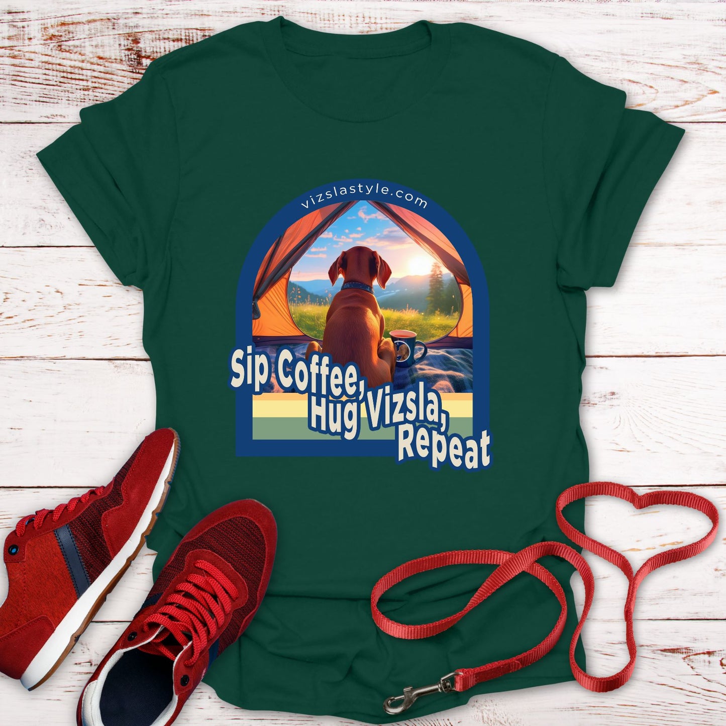 Sip Coffee, Hug Vizsla, Repeat! t-shirt