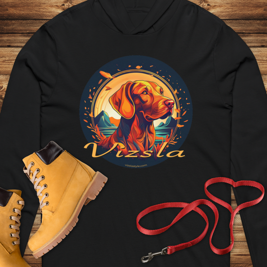 Vizsla Style Glorious Fall - Vizsla Dog Face in Vintage Colors  Hooded T-Shirt