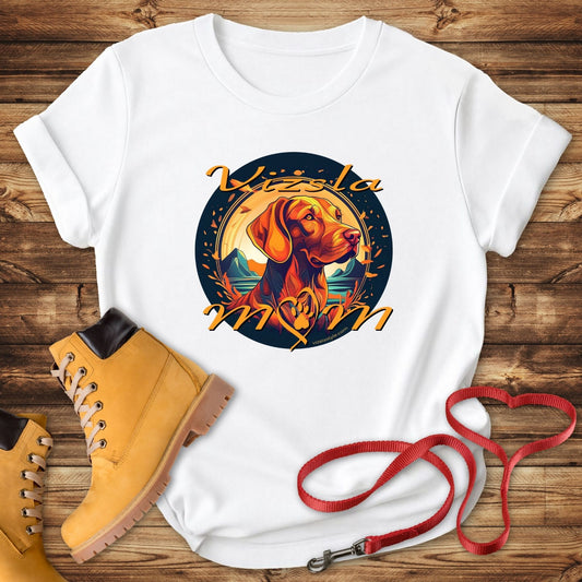 Glorious Fall Vintage Vizsla Dog Face Vizsla Mom - T-Shirt