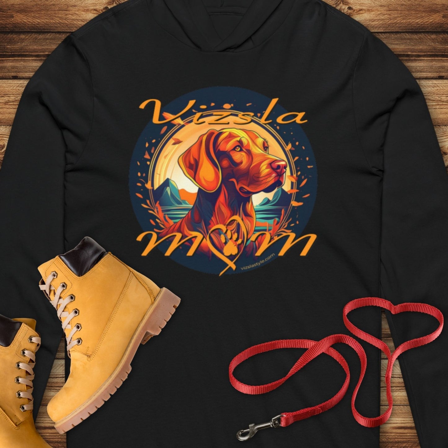 Glorious Fall Vintage Vizsla Dog Face Vizsla Mom -  Hooded T-Shirt