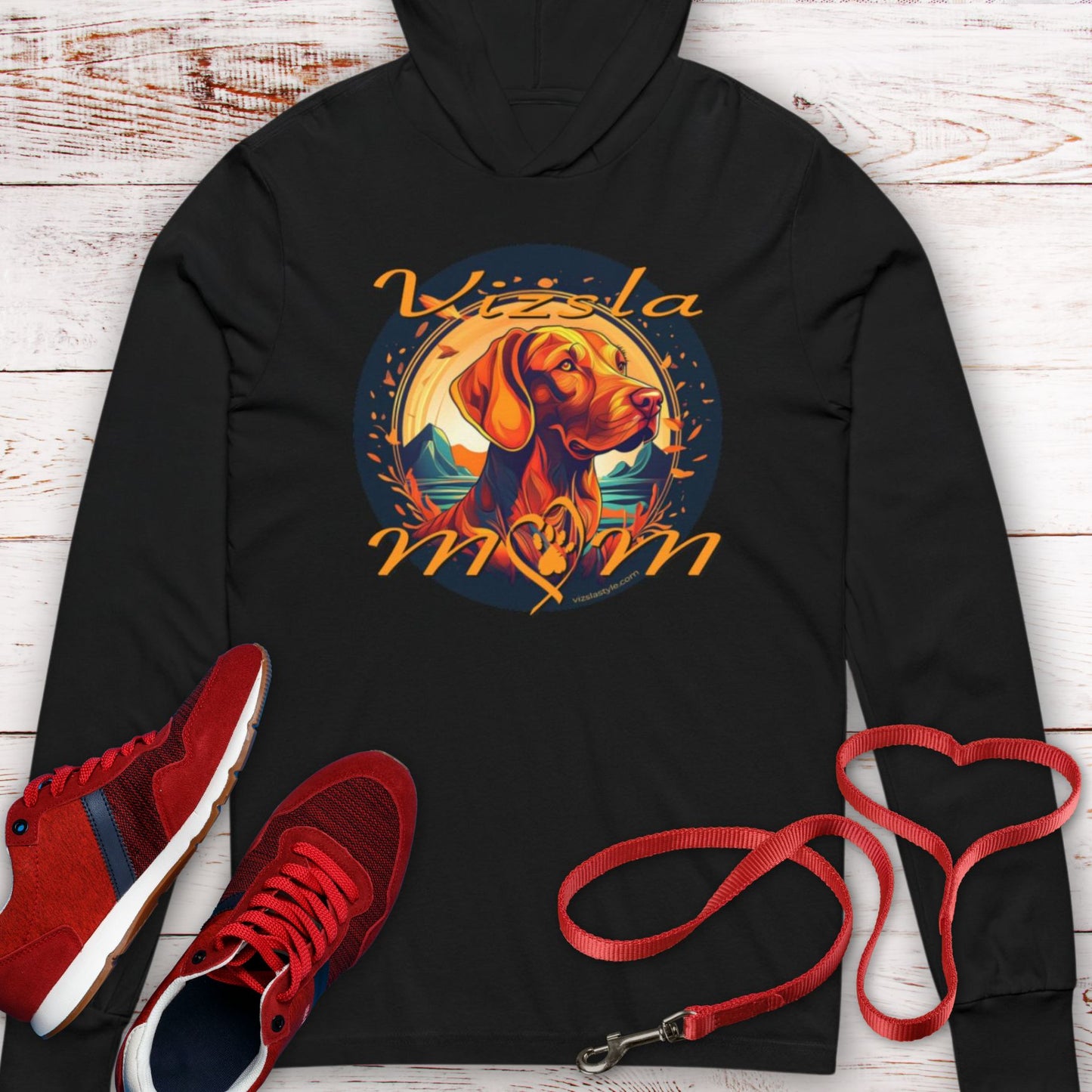 Glorious Fall Vintage Vizsla Dog Face Vizsla Mom -  Hooded T-Shirt