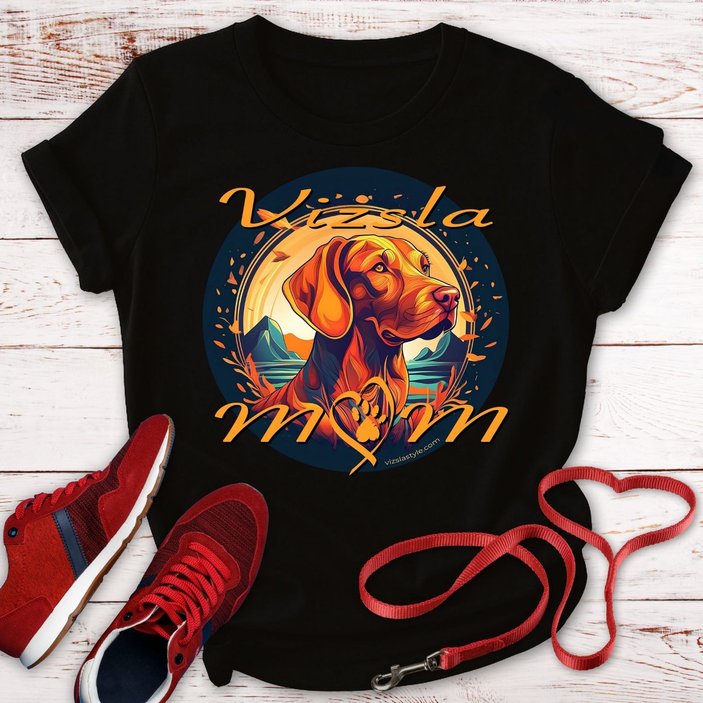 Glorious Fall Vintage Vizsla Dog Face Vizsla Mom - T-Shirt