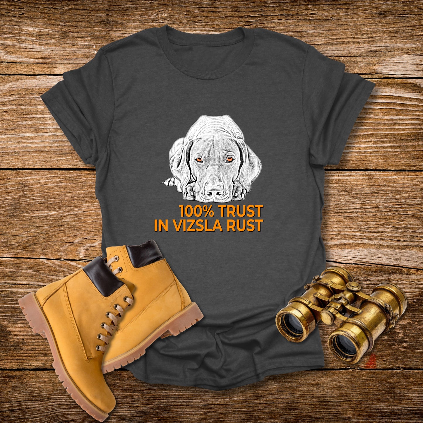 Vizsla Line Art Tee — "100% Trust In Vizsla Rust"