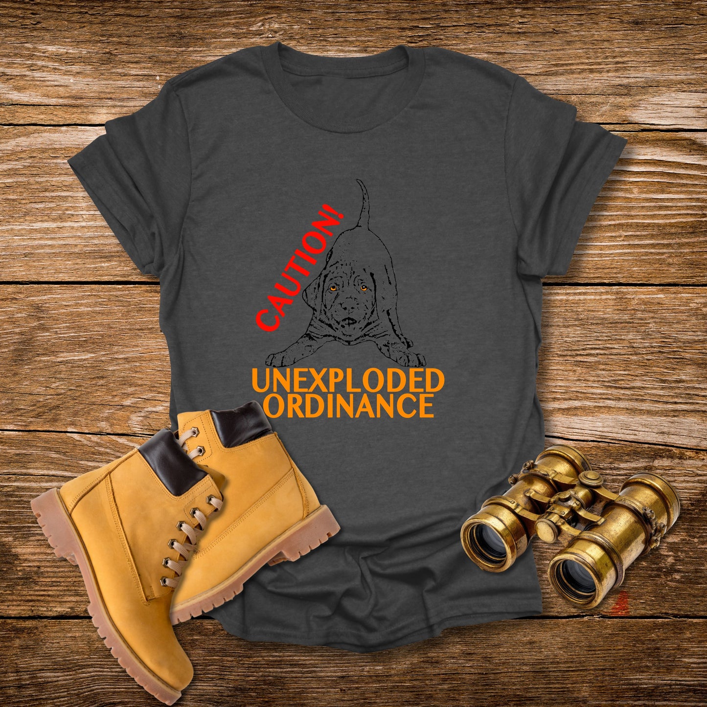 Vizsla Puppy 'Caution! Unexploded Ordinance' T-Shirt