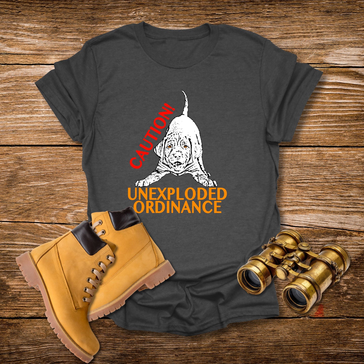 Vizsla Puppy 'Caution! Unexploded Ordinance' T-Shirt