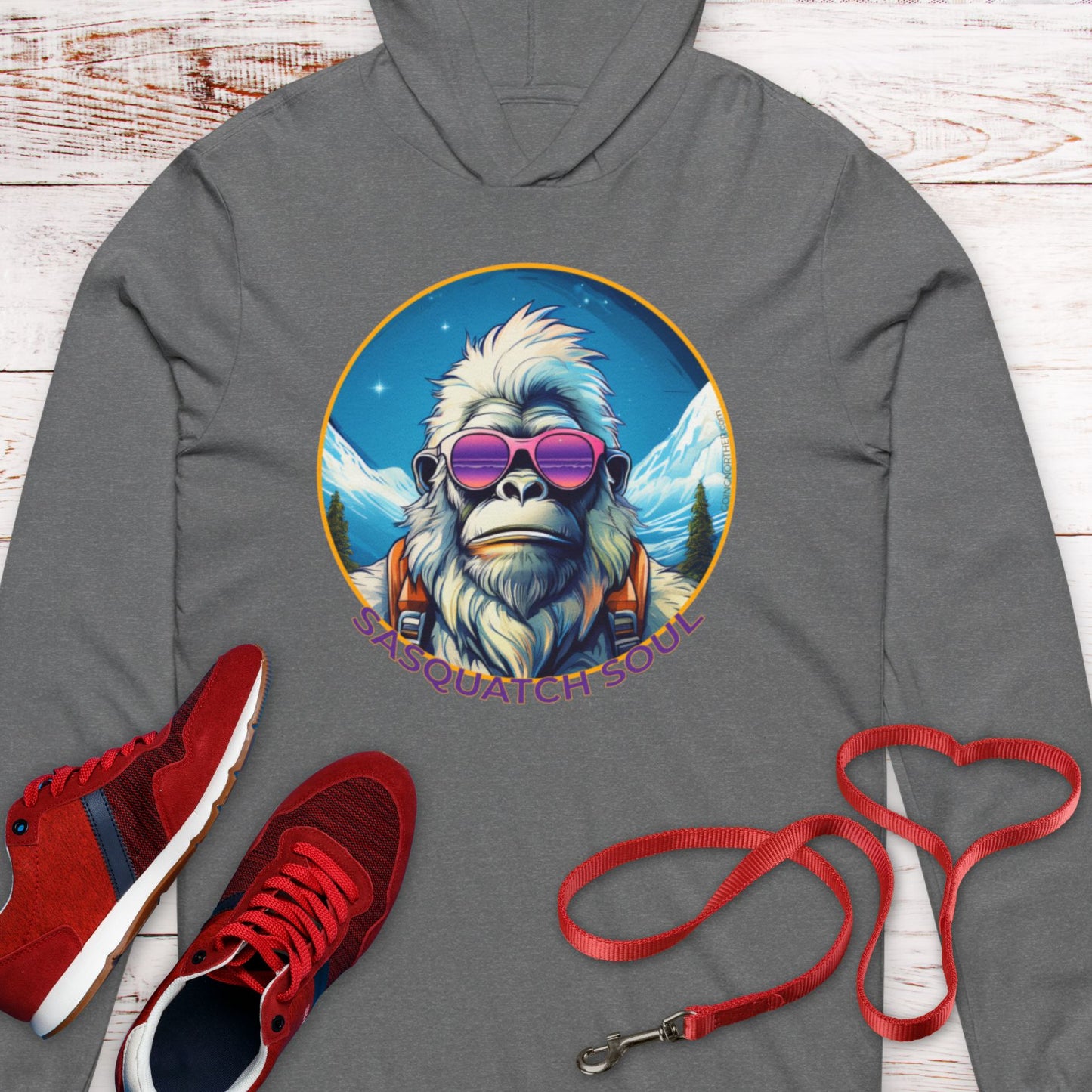 Vizsla Style - Going Norther - Bigfoot - Sasquatch Soul  Hooded T-Shirt - Retro Design