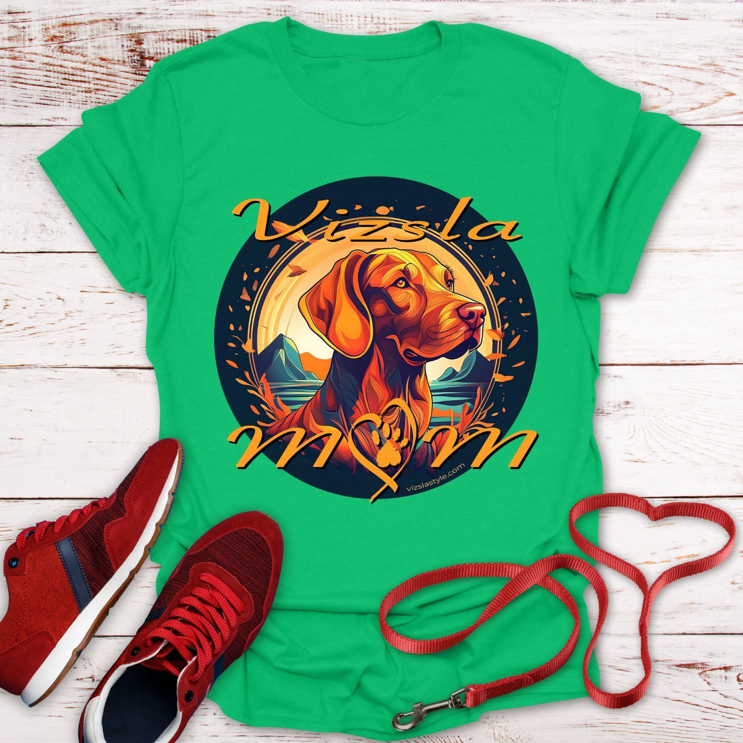 Glorious Fall Vintage Vizsla Dog Face Vizsla Mom - T-Shirt