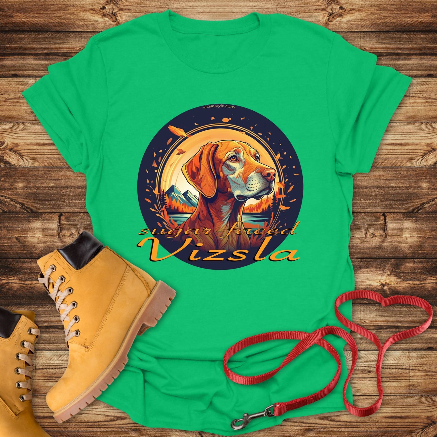 Majestic Sugar Faced Vizsla Mountain Landscape Gold Tee