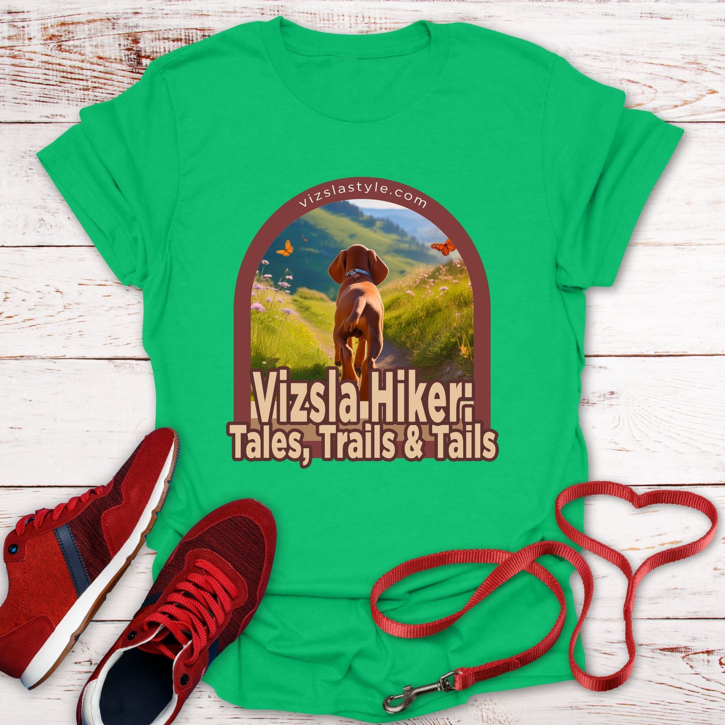 Vizsla Hiker: Tales, Trails & Tails Dog t-shirt