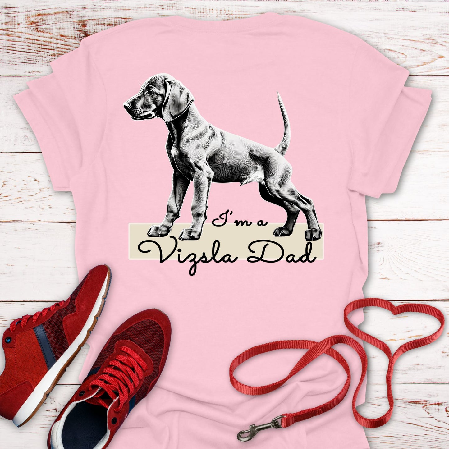 Vizsla Dad & Puppy T-Shirt - Double Sided Vizsla Style