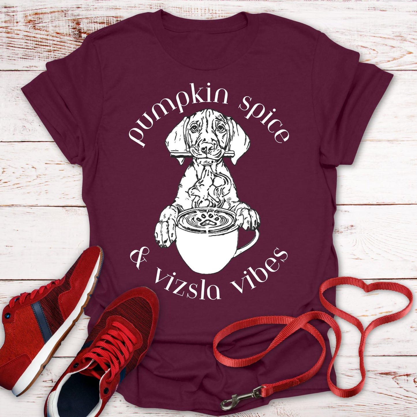 Pumpkin Spice Vizsla Shirt | Fall Dog Lover Tee - Line Art