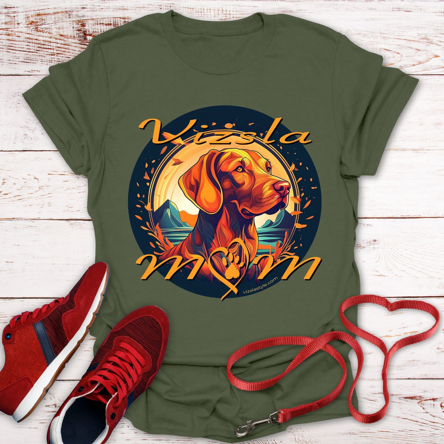Glorious Fall Vintage Vizsla Dog Face Vizsla Mom - T-Shirt