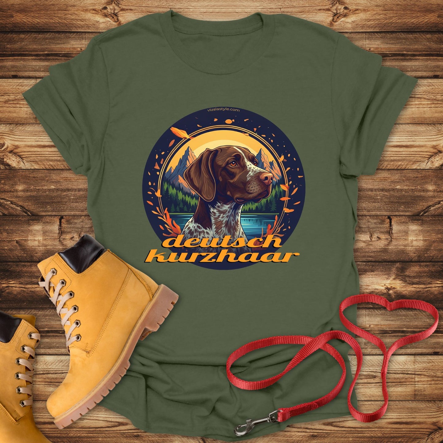 Glorious Deutsch Kurzhaar Mountain Lake Landscape Premium Tee