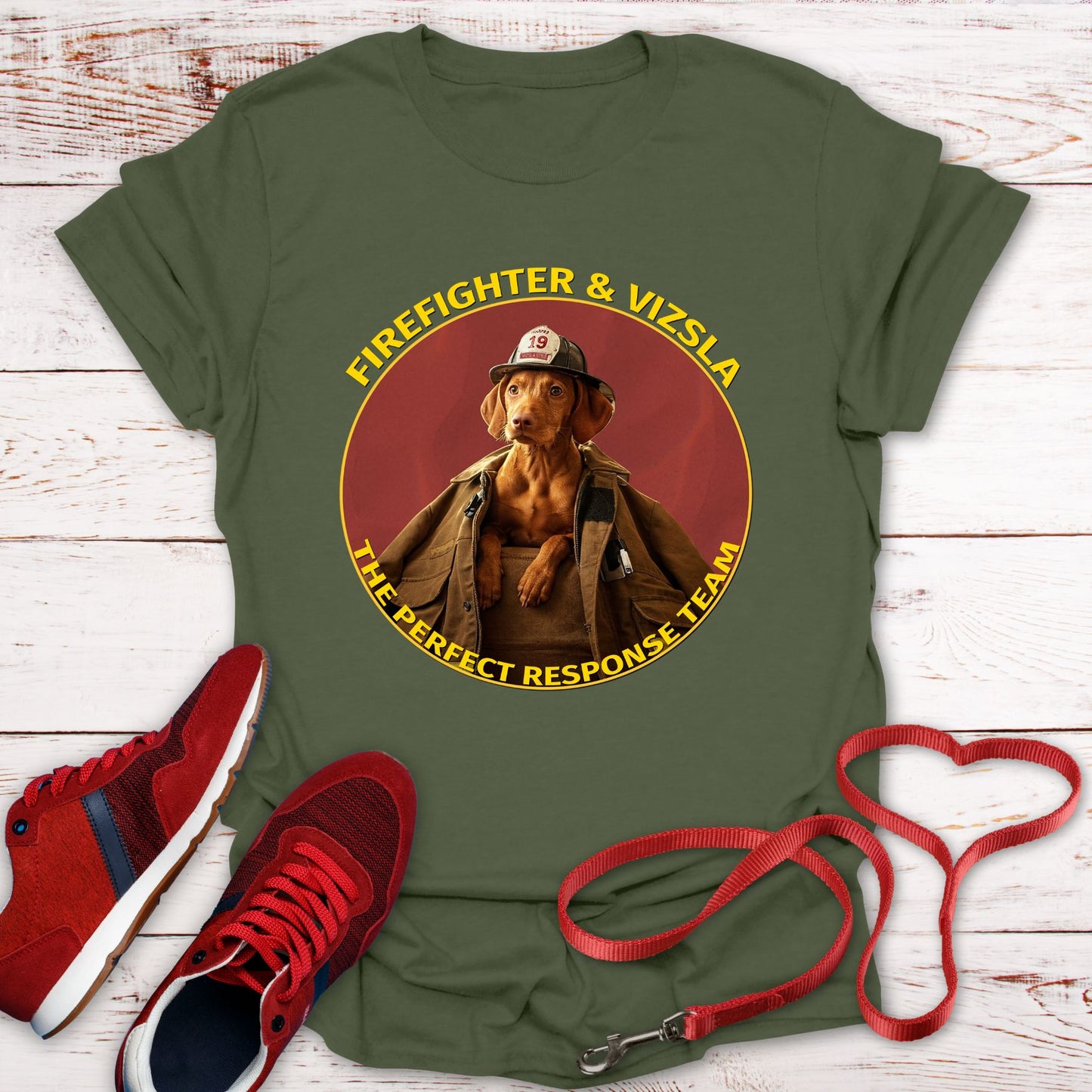 Perfect Response Team - Firefighter & Vizsla - Perfect Gift For That Firefighter In Your Life