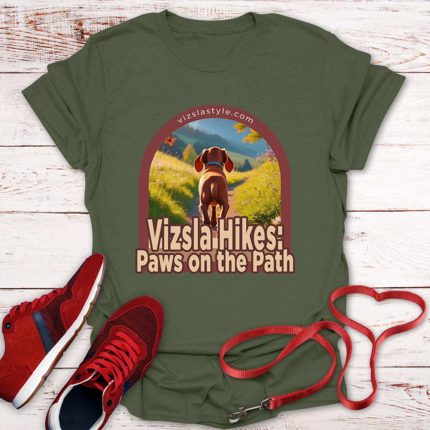 Vizsla Hikes: Paws On The Path Puppy t-shirt