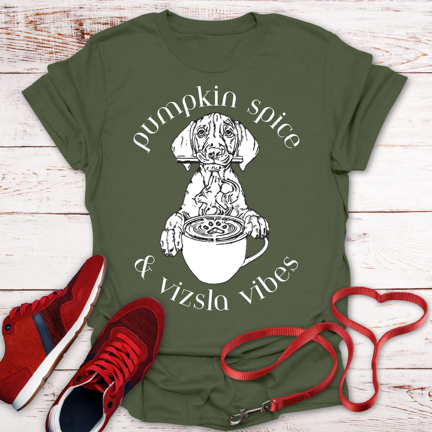 Pumpkin Spice Vizsla Shirt | Fall Dog Lover Tee - Line Art