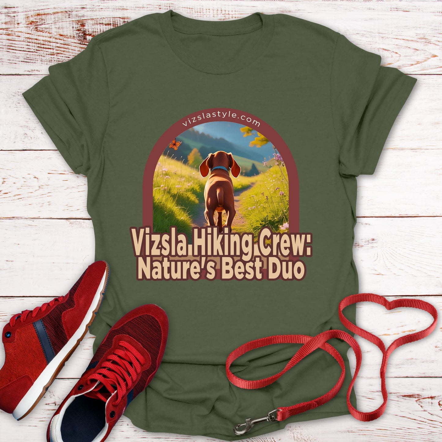 Vizsla Hiking Crew: Nature's Best Duo Puppy t-shirt