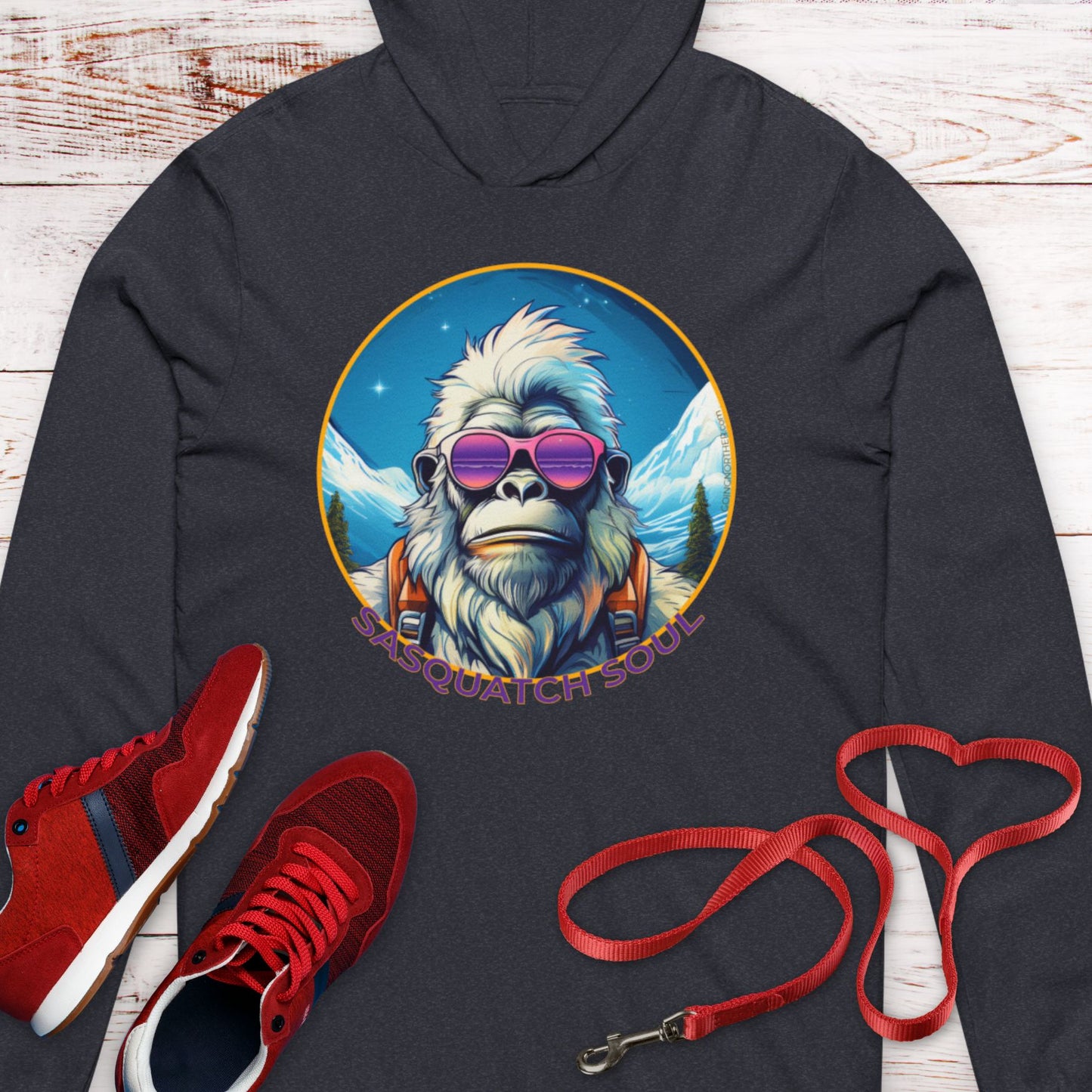 Vizsla Style - Going Norther - Bigfoot - Sasquatch Soul  Hooded T-Shirt - Retro Design