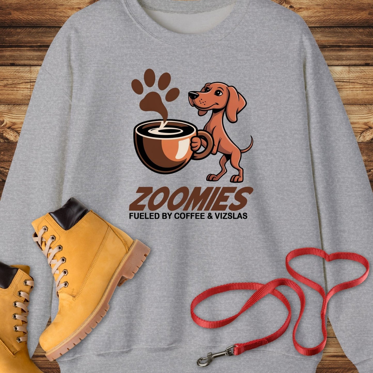Zoomies: Fueled by Coffee and Vizsla Energy Crewneck Sweatshirt