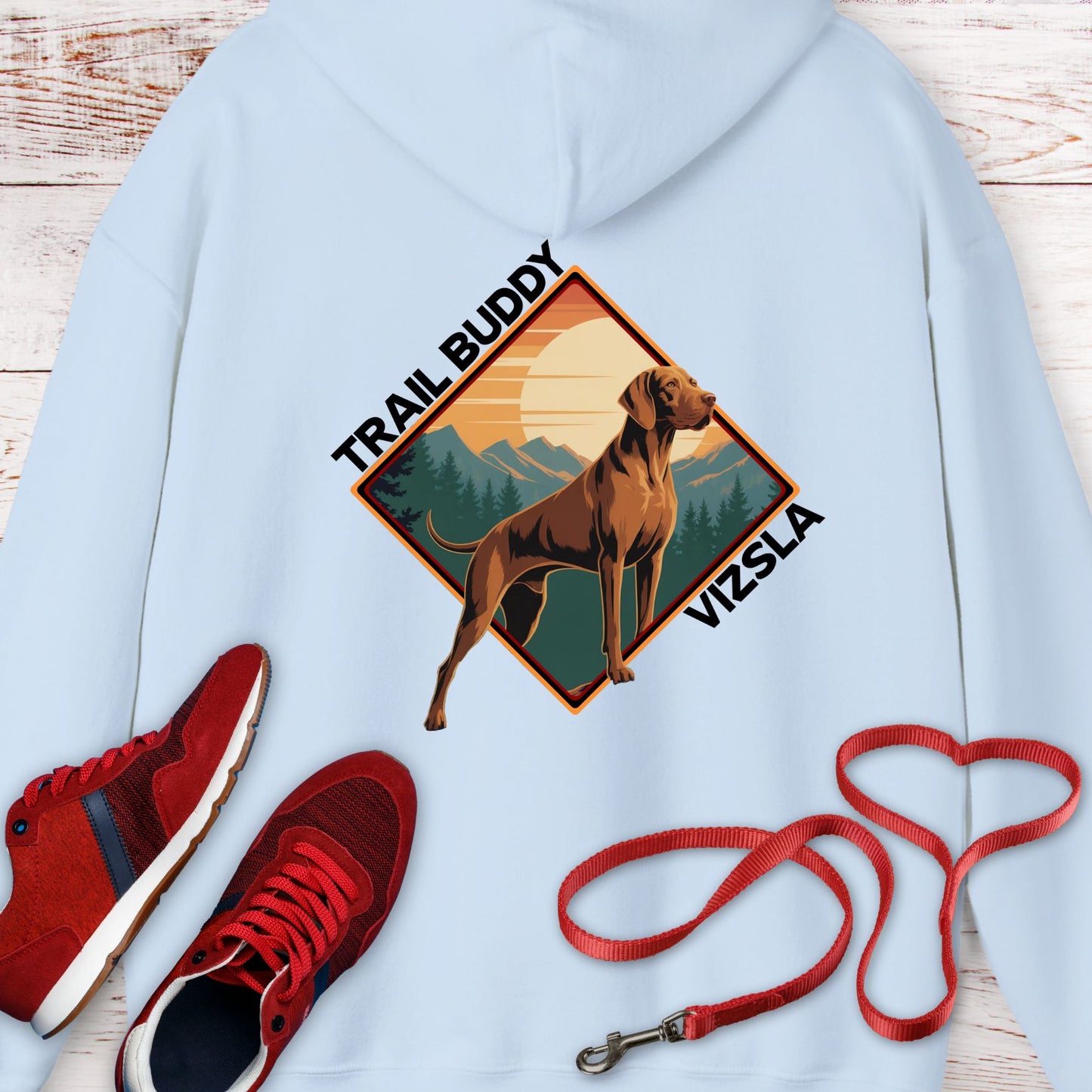 Vizsla Trail Buddy Hoodie — Vintage Outdoor Dog Lover Hoodie Sweatshirt