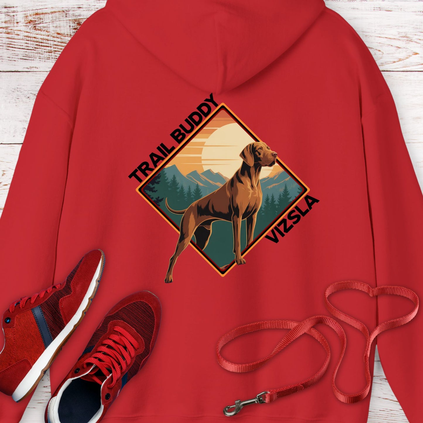 Vizsla Trail Buddy Hoodie — Vintage Outdoor Dog Lover Hoodie Sweatshirt