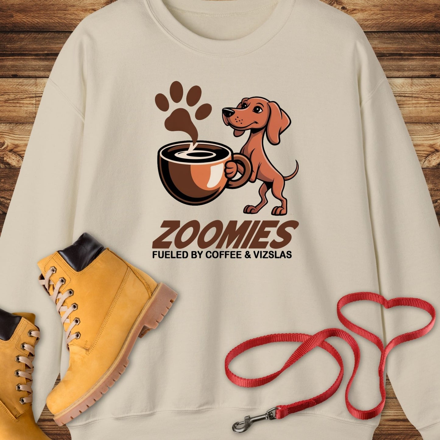 Zoomies: Fueled by Coffee and Vizsla Energy Crewneck Sweatshirt