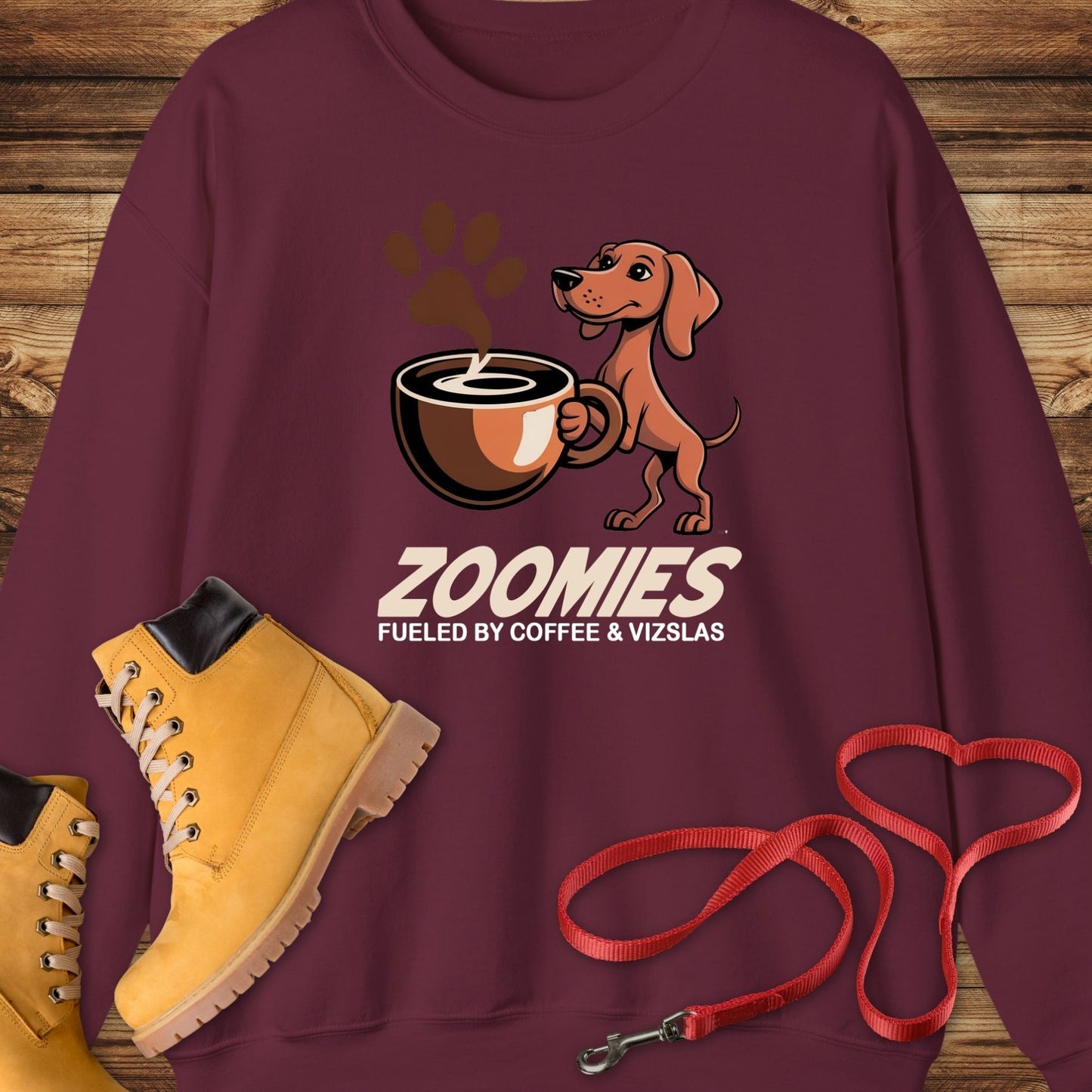 Zoomies: Fueled by Coffee and Vizsla Energy Crewneck Sweatshirt