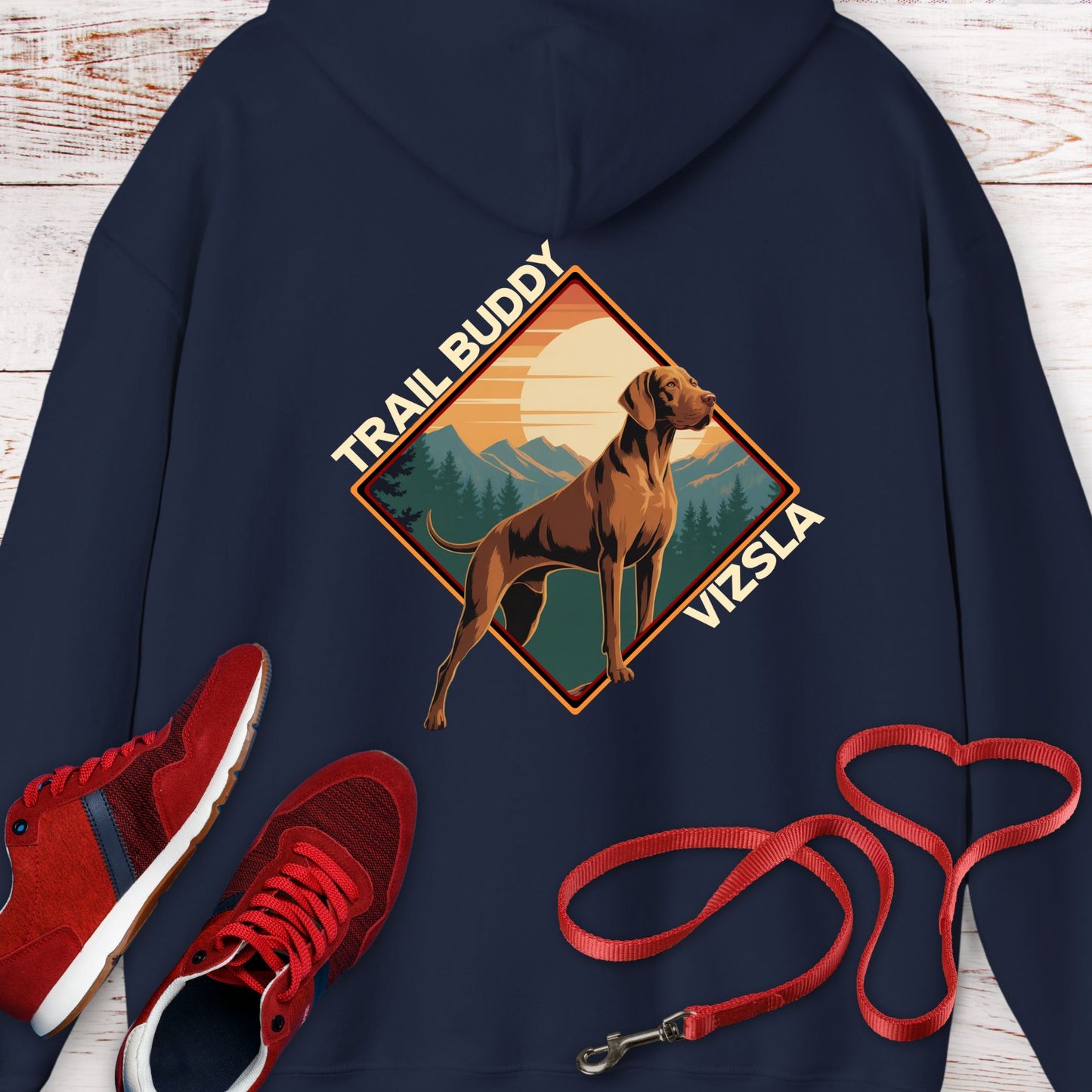 Vizsla Trail Buddy Hoodie — Vintage Outdoor Dog Lover Hoodie Sweatshirt