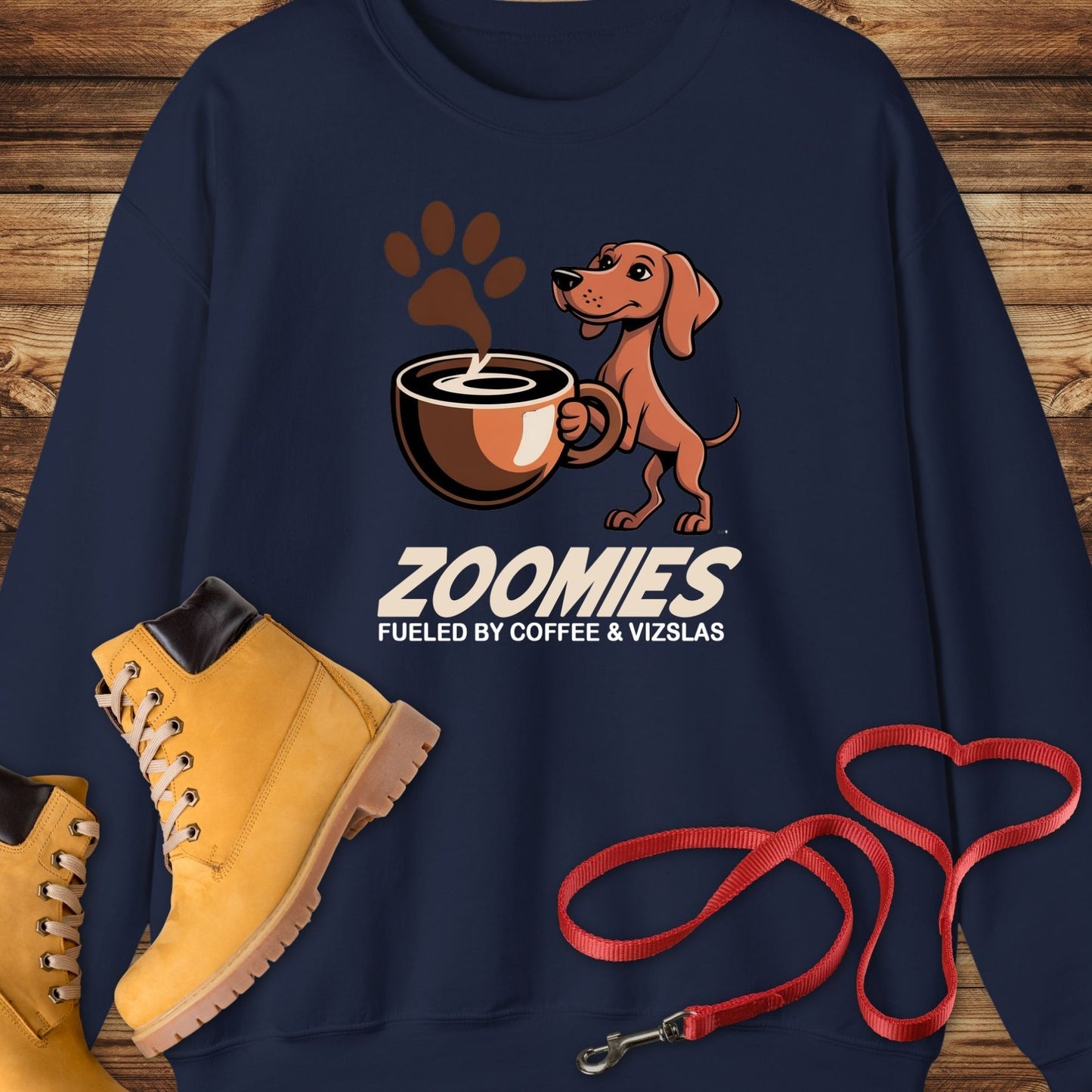 Zoomies: Fueled by Coffee and Vizsla Energy Crewneck Sweatshirt