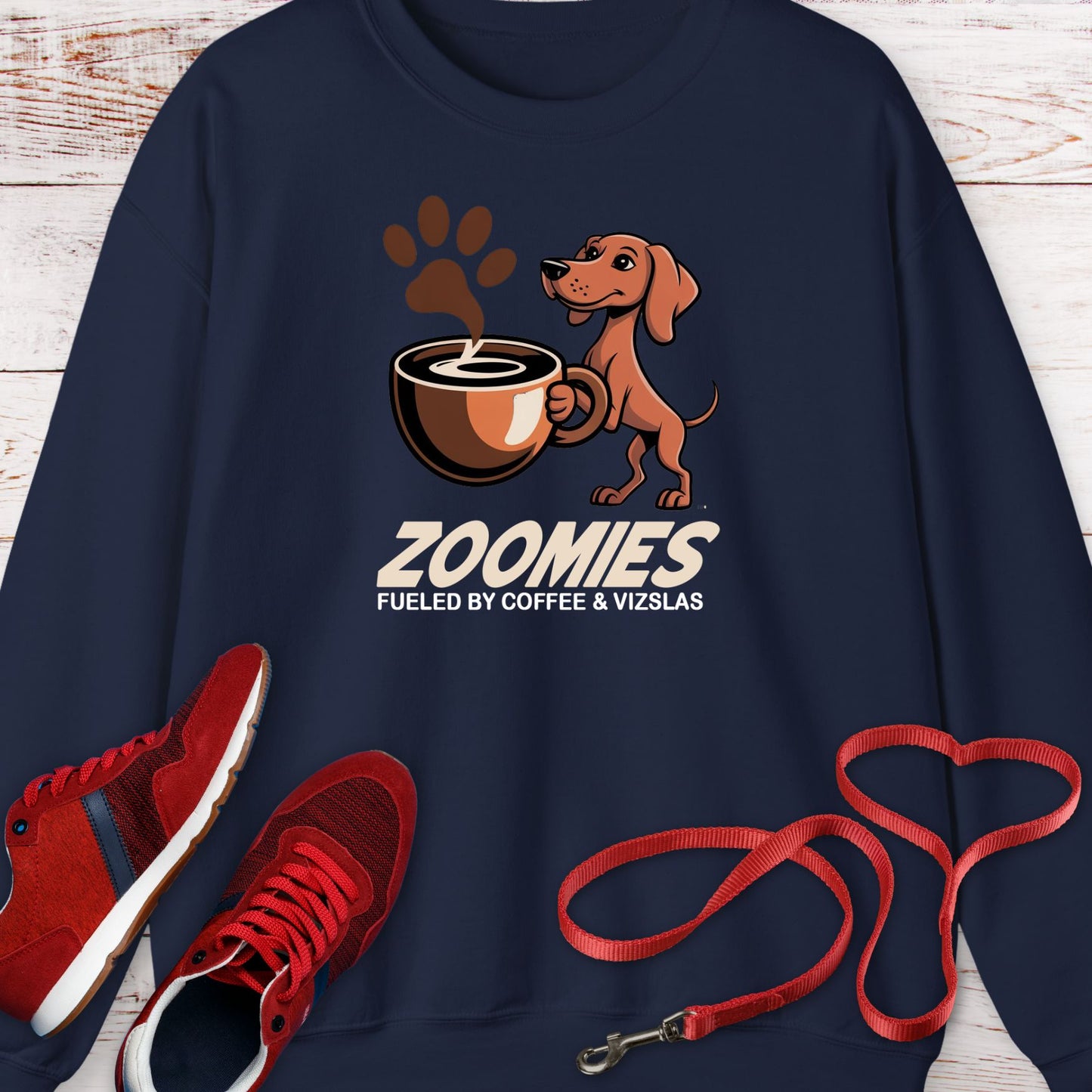 Zoomies: Fueled by Coffee and Vizsla Energy Crewneck Sweatshirt