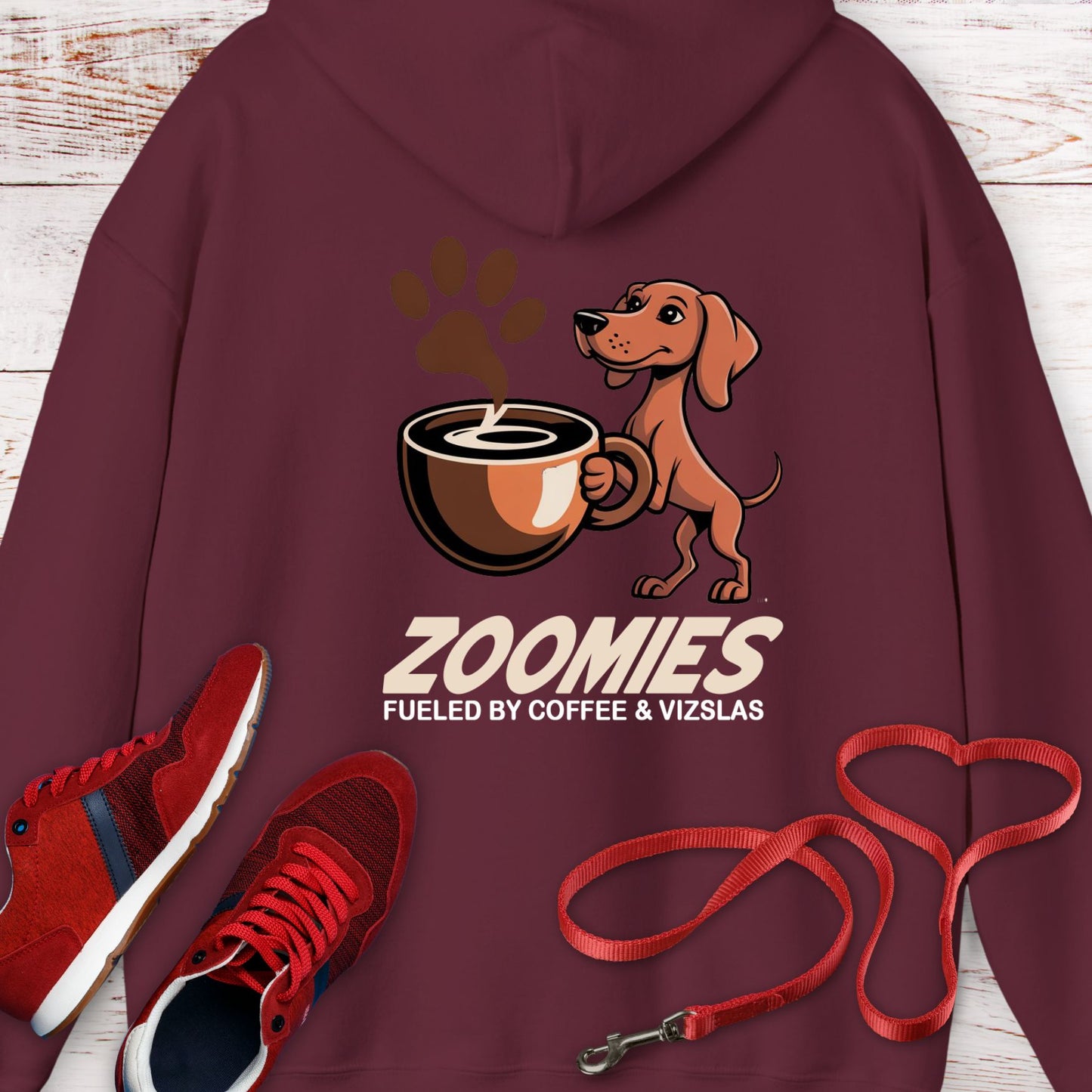 Zoomies: Fueled by Coffee and Vizsla Energy Hoodie Sweatshirt