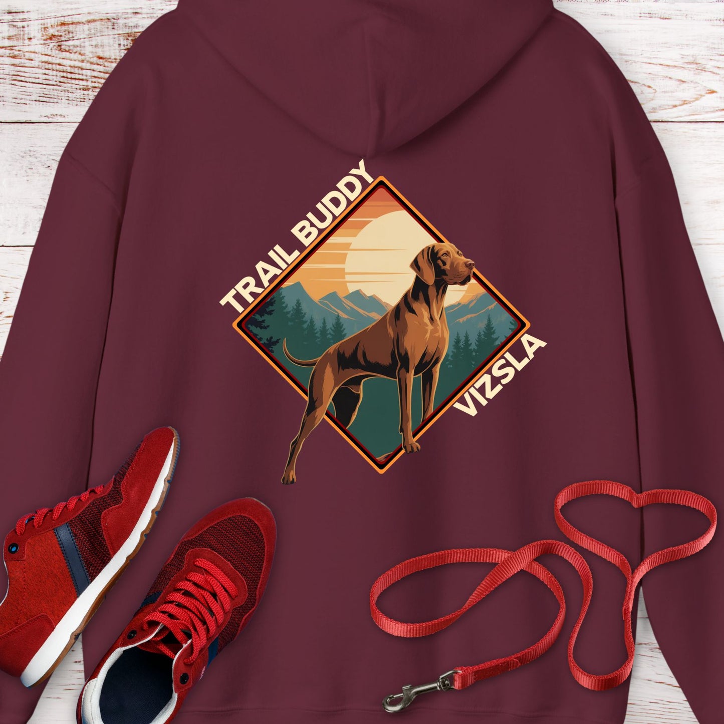 Vizsla Trail Buddy Hoodie — Vintage Outdoor Dog Lover Hoodie Sweatshirt