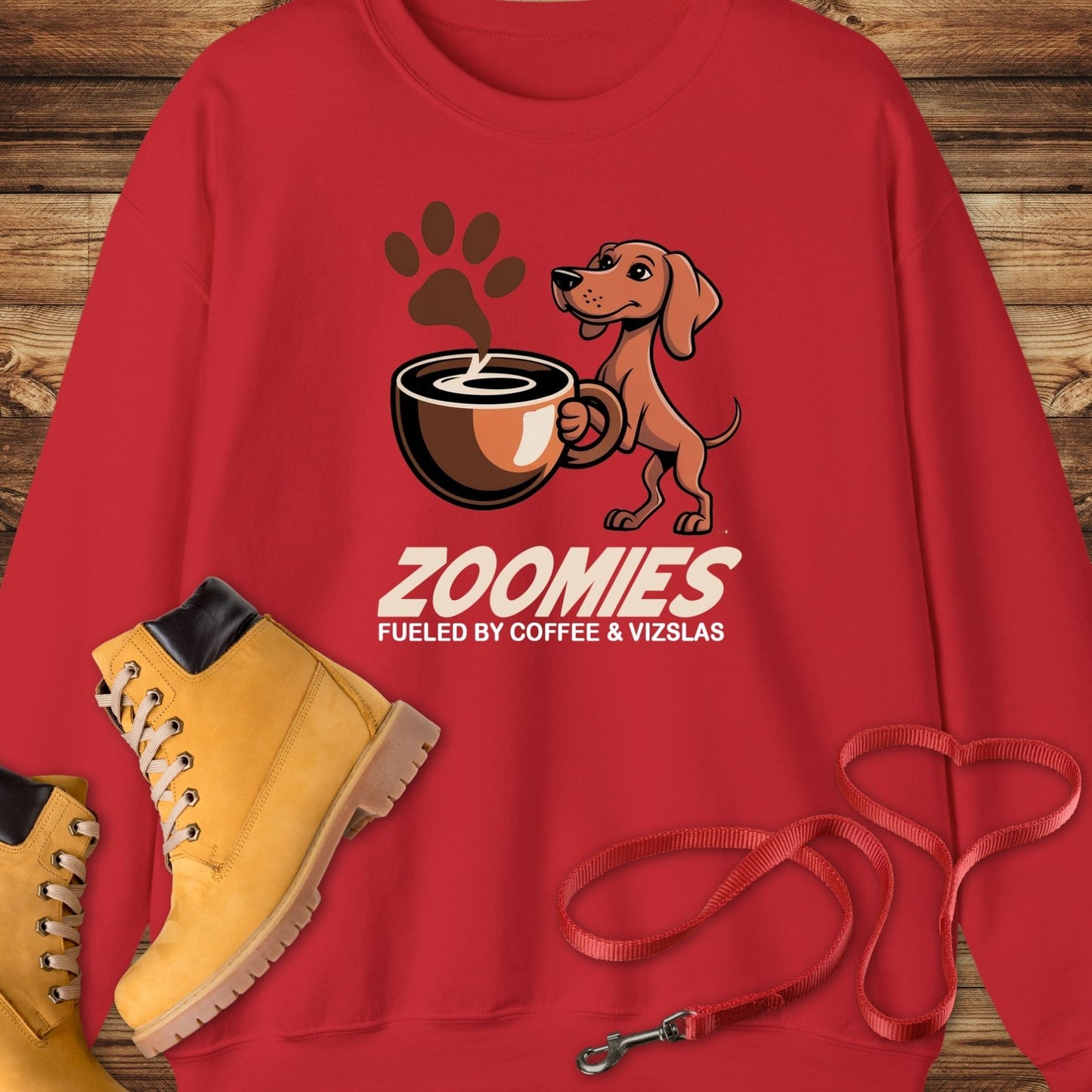 Zoomies: Fueled by Coffee and Vizsla Energy Crewneck Sweatshirt
