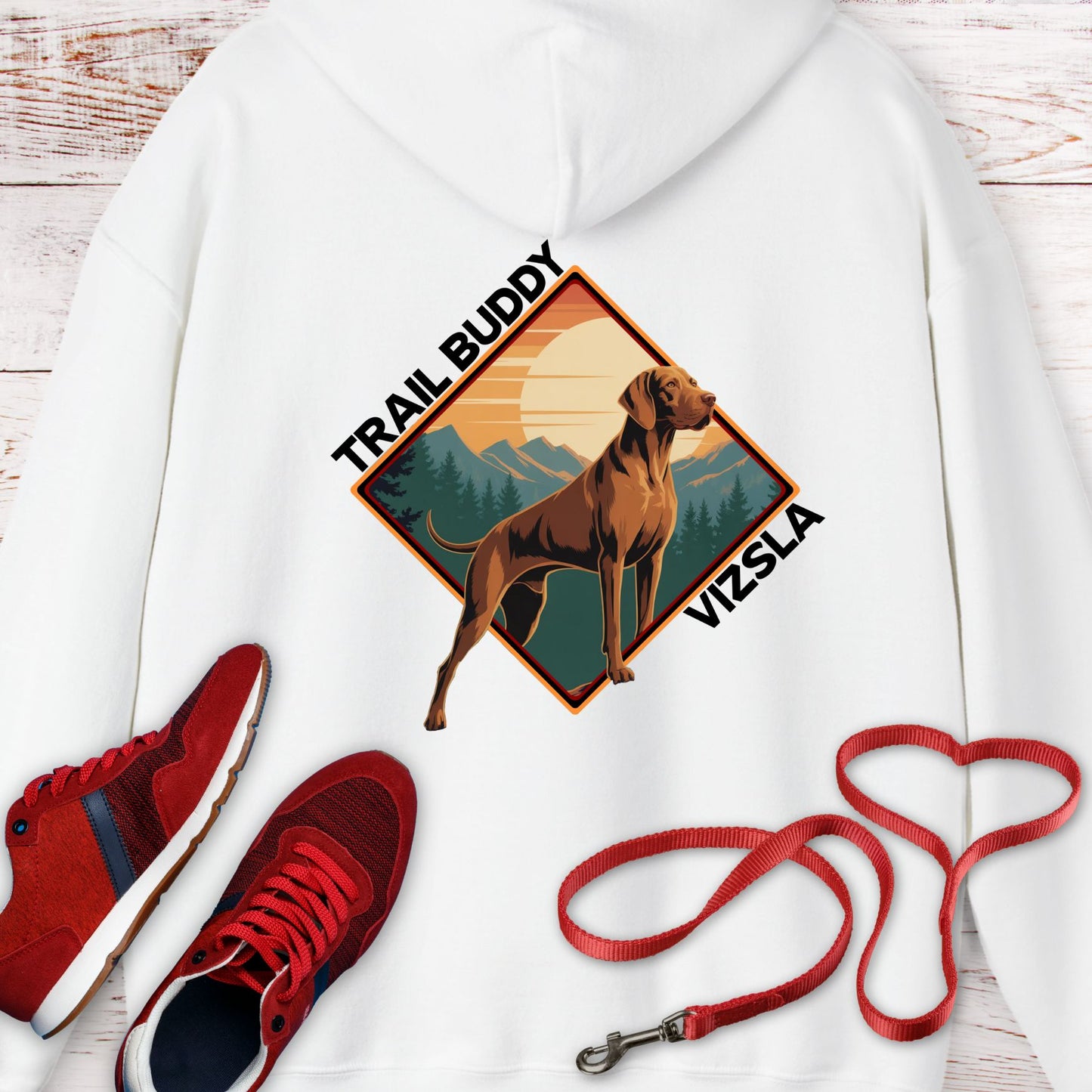 Vizsla Trail Buddy Hoodie — Vintage Outdoor Dog Lover Hoodie Sweatshirt