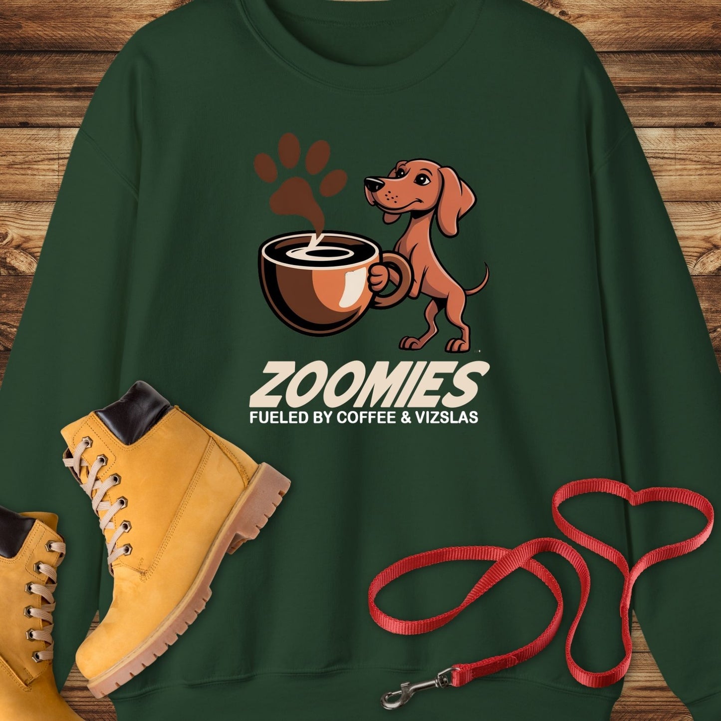 Zoomies: Fueled by Coffee and Vizsla Energy Crewneck Sweatshirt