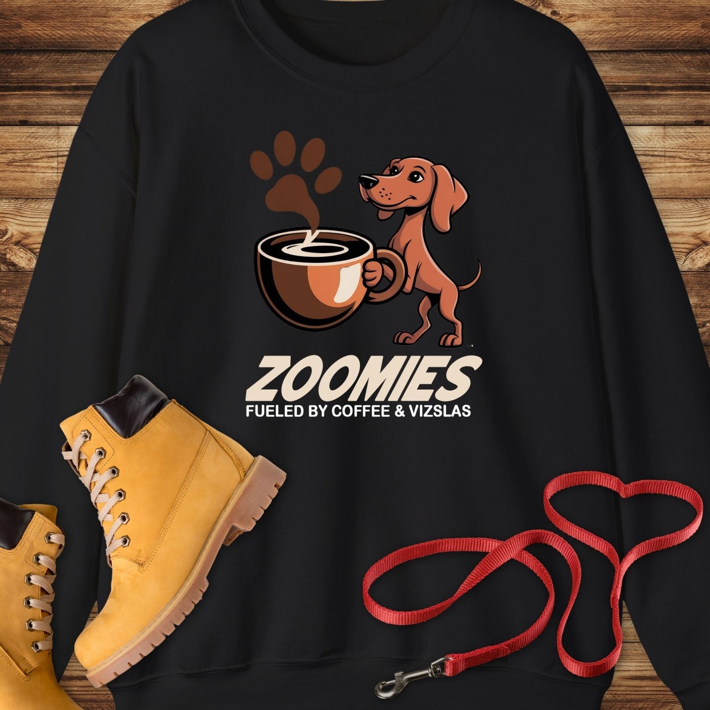 Zoomies: Fueled by Coffee and Vizsla Energy Crewneck Sweatshirt