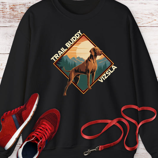 Vizsla Trail Buddy — Vintage Outdoor Dog Lover Crewneck Sweatshirt