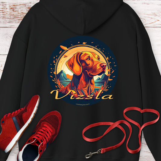 Vizsla Style Glorious Fall - Vizsla Dog Face in Vintage Colors Hoodie Sweatshirt