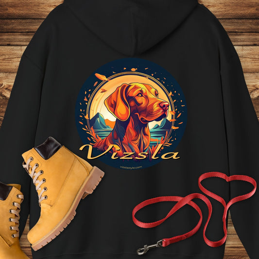 Vizsla Style Glorious Fall - Vizsla Dog Face in Vintage Colors Hoodie Sweatshirt