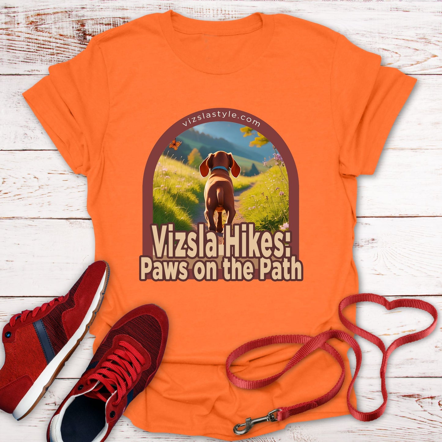 Vizsla Hikes: Paws On The Path Puppy t-shirt