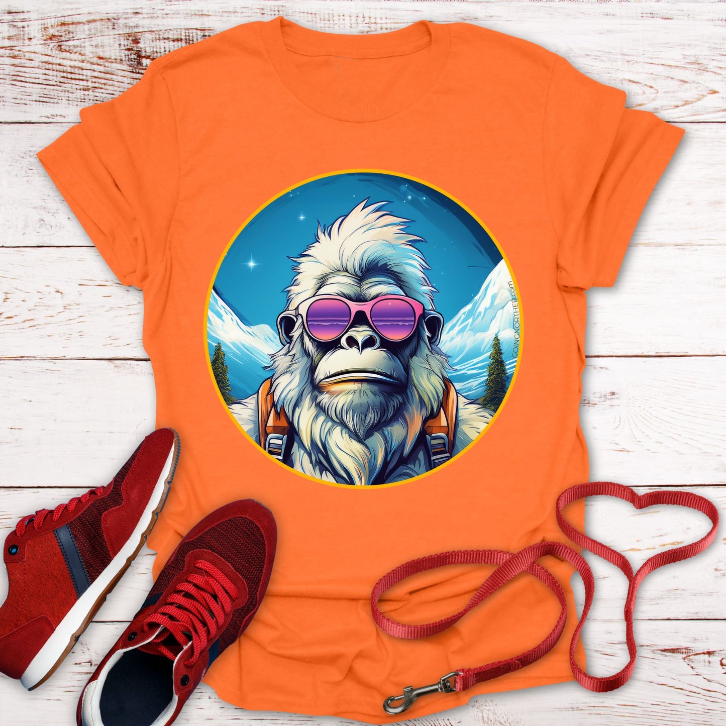 Vizsla Style - Going Norther - Bigfoot T-Shirt - Retro Styled Sasquatch