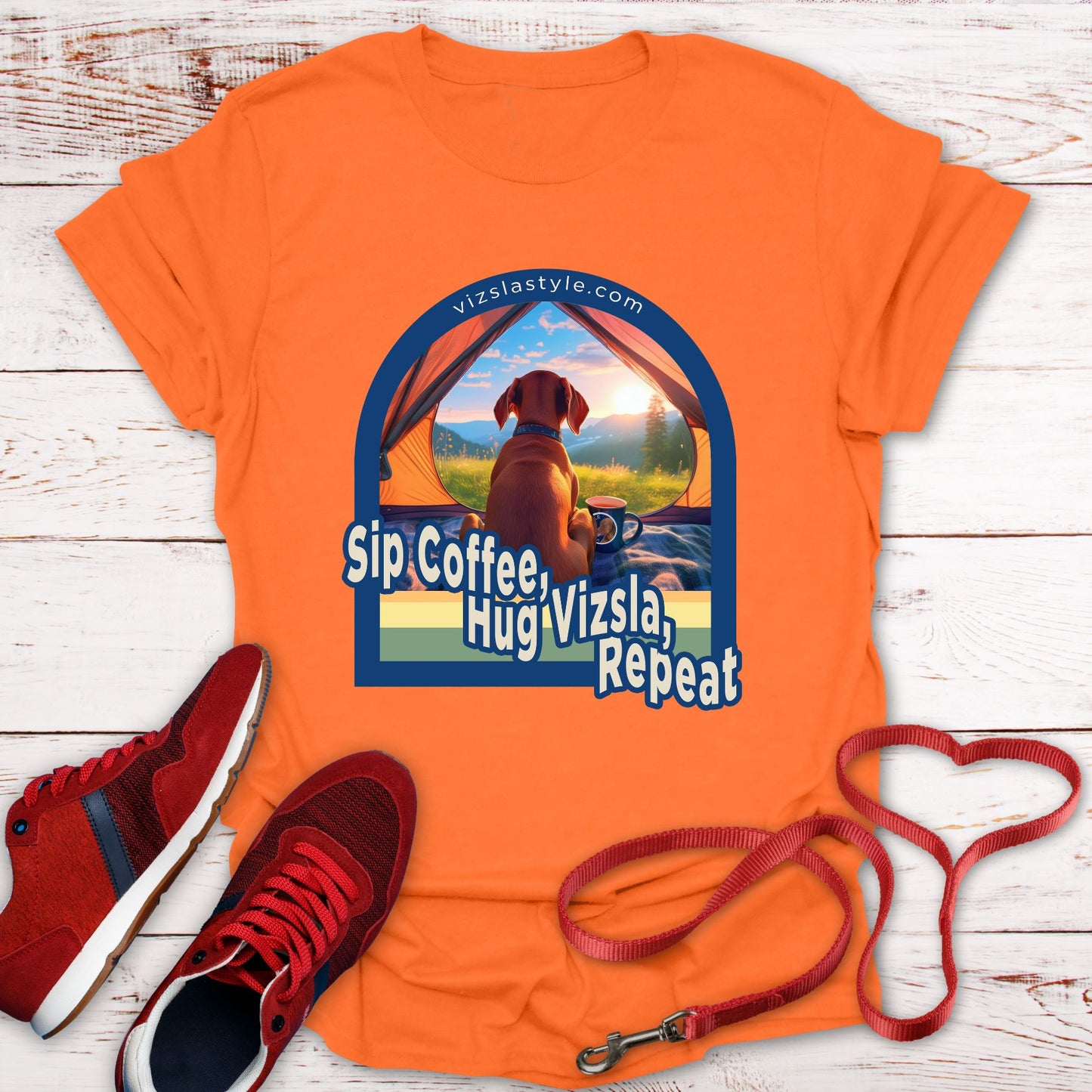 Sip Coffee, Hug Vizsla, Repeat! t-shirt