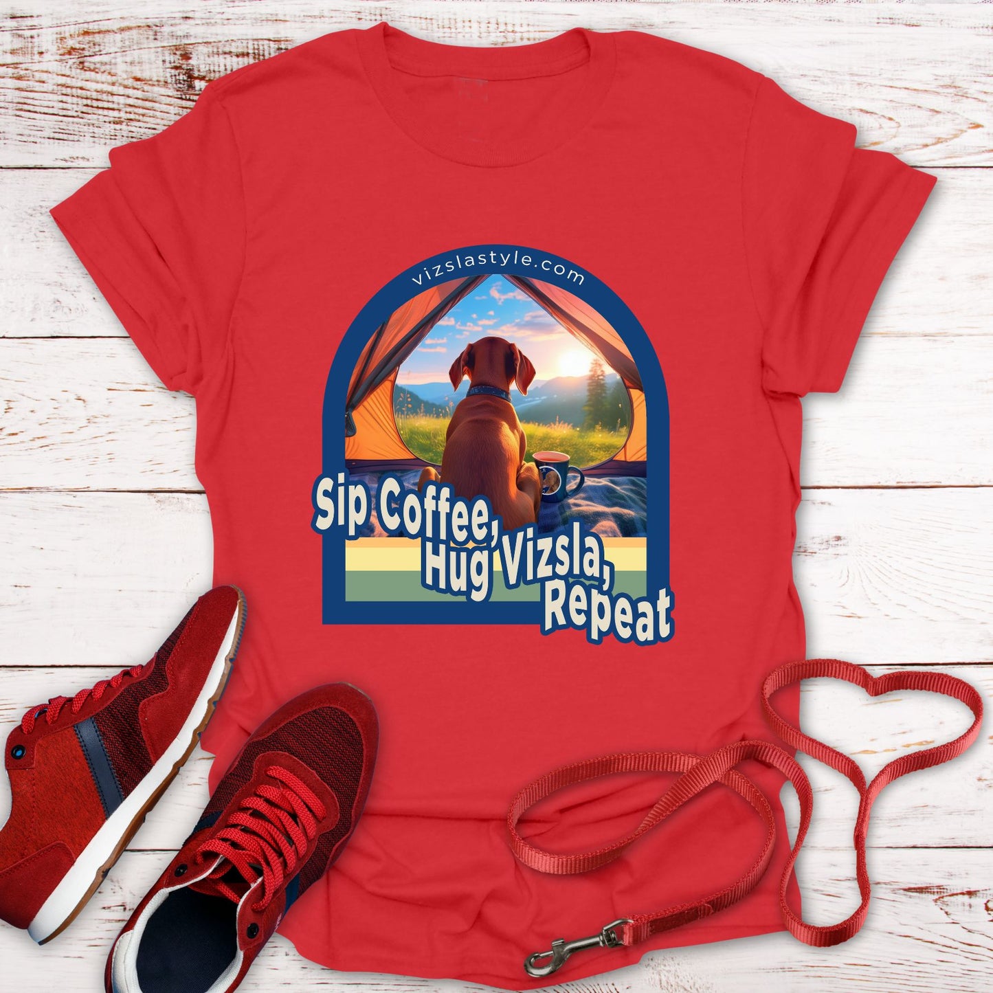 Sip Coffee, Hug Vizsla, Repeat! t-shirt