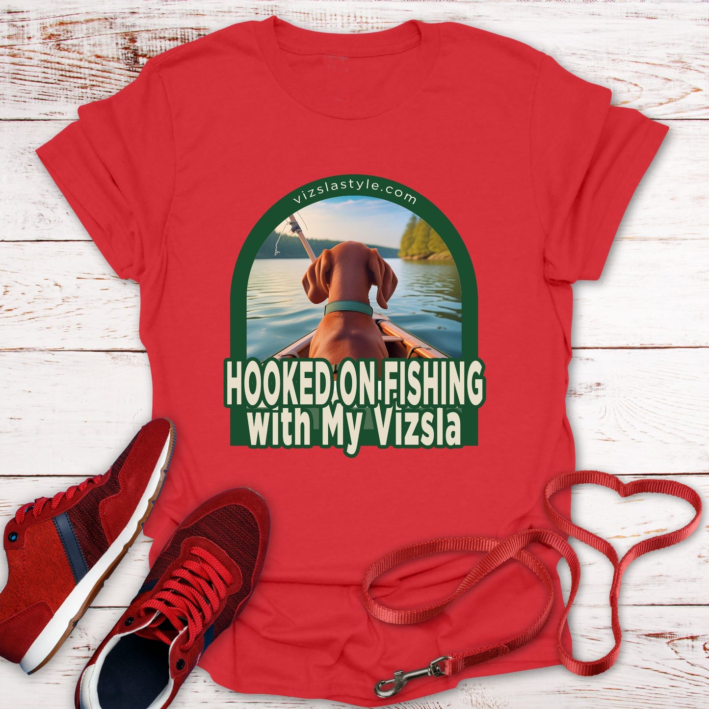 Hooked On Fishing With My Vizsla! t-shirt